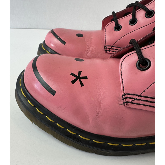 Dr Doc Martens Hincky Smiley Wink Face Acid Pink Combat Boots Lace Up Women's 9 - Picture 7 of 16